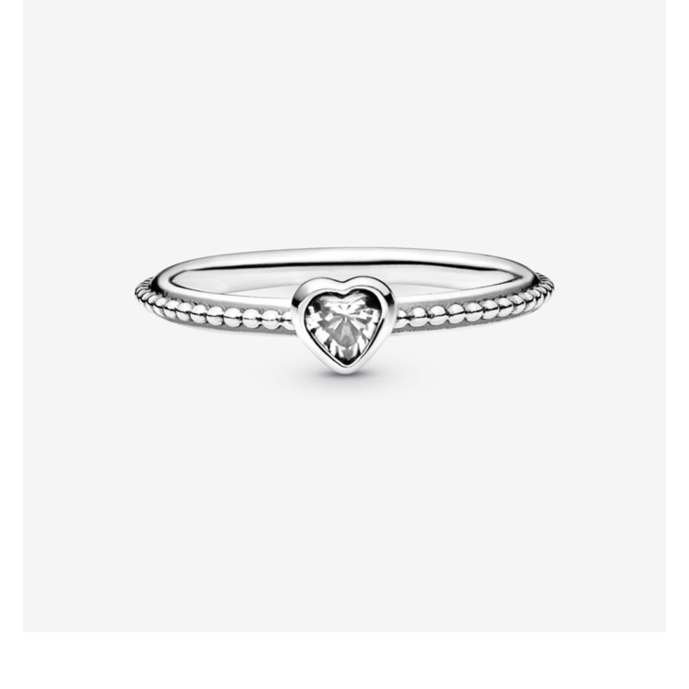 Clear Heart Beaded Ring